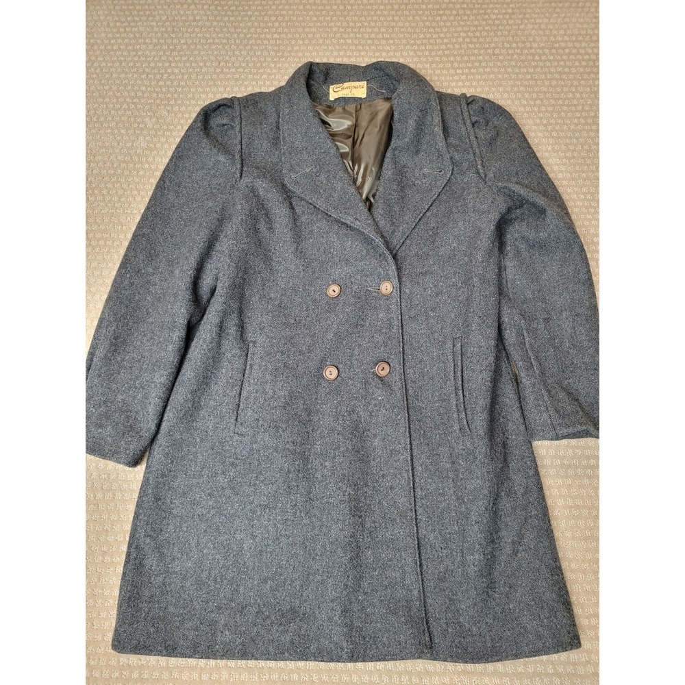 Campari, Women's Wool Coat, Double‎ breasted, 1980s, Sz Large, Vintage